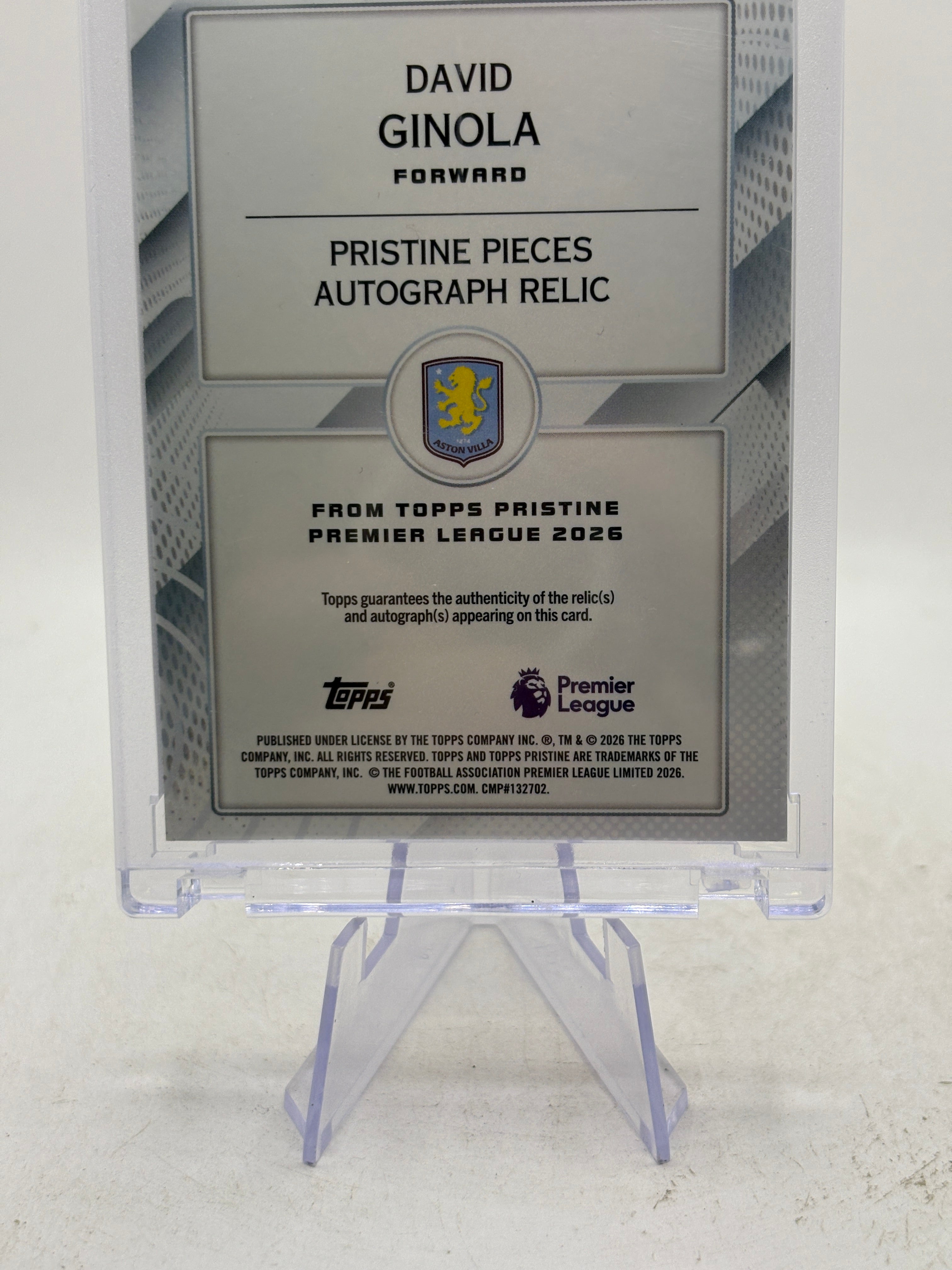 2026 Topps Pristine PL David Ginola Pristine Pieces Auto Relic PPAR-DG /99